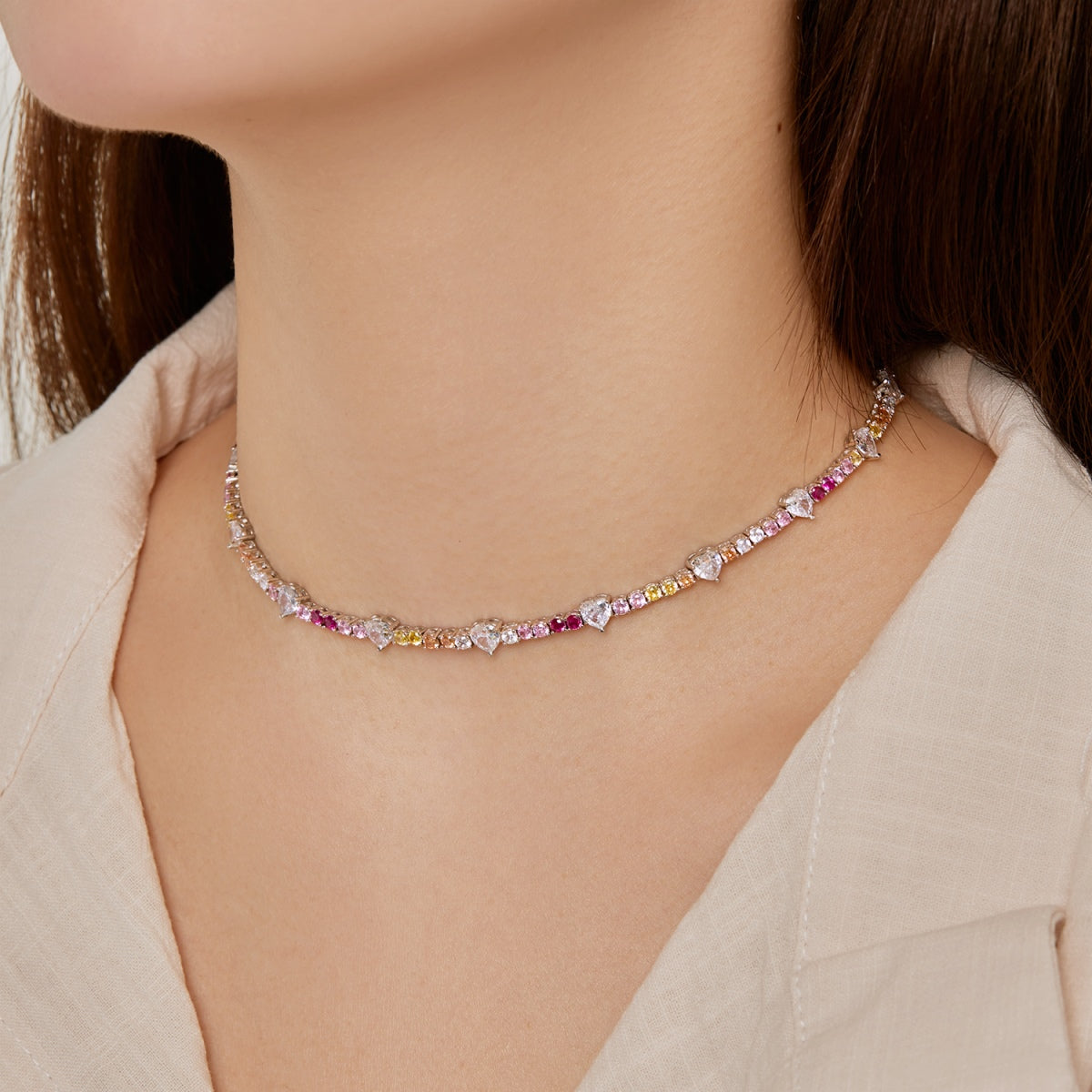 [Luxe Jewels]Delicate Colorful Rainbow Tennis Chain