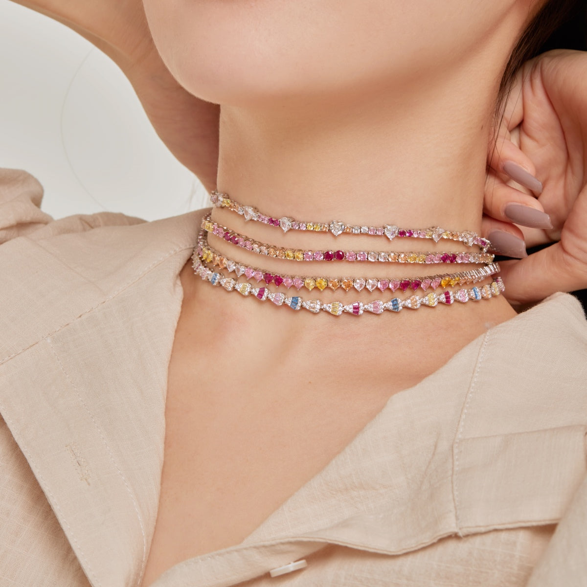 [Luxe Jewels]Delicate Colorful Rainbow Tennis Chain