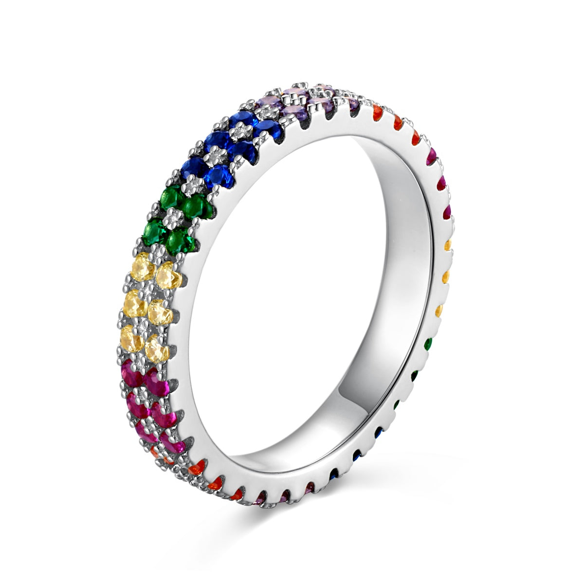 [Luxe Jewels]Unique Colorful Round Cut Tennis Ring