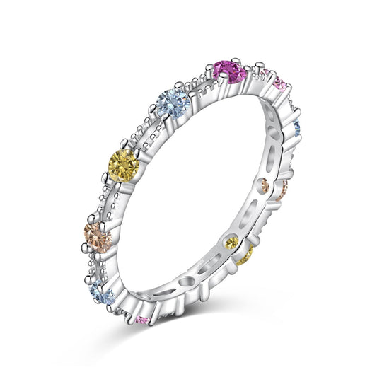 [Luxe Jewels]Sparkling Colorful Round Cut Tennis Ring