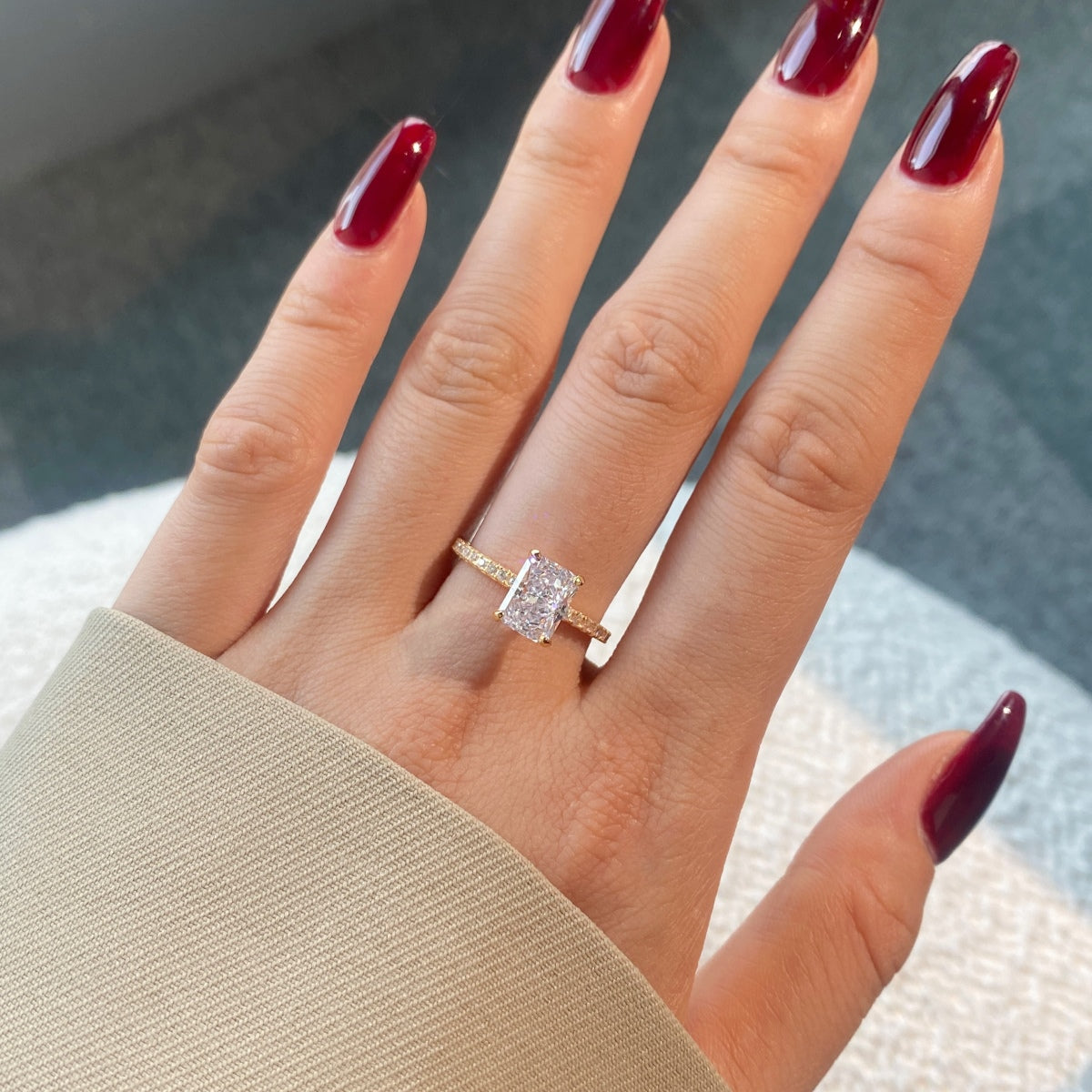 [Luxe Jewels]2.0 Carat Dazzling Sparkling Radiant Cut Party Ring