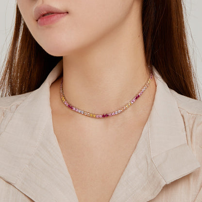 [Luxe Jewels]Delicate Colorful Tennis Necklace