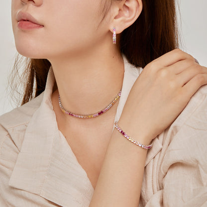 [Luxe Jewels]Delicate Colorful Tennis Necklace