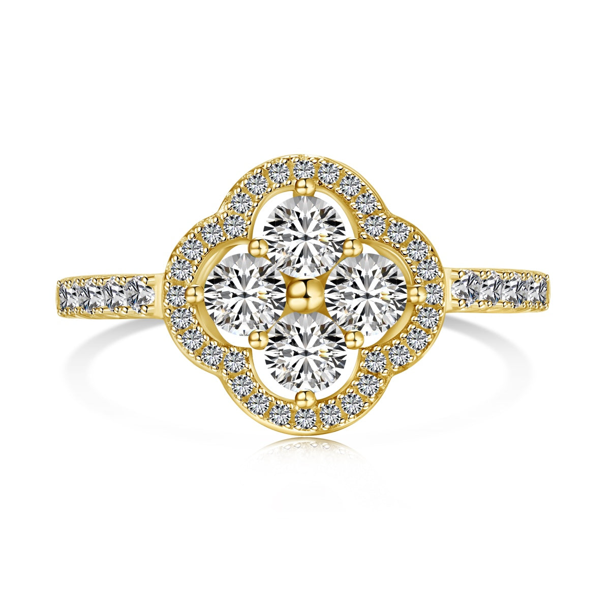 [Luxe Jewels]Four Leaf Clover Flower Design Ring