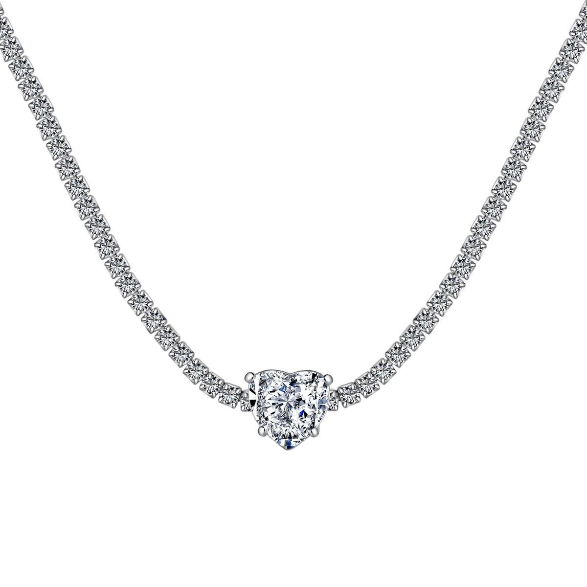 [Luxe Jewels]2.0 Carat Sparkling Tennis Heart Cut Necklace