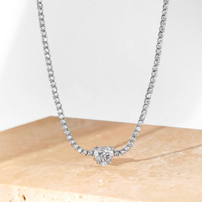 [Luxe Jewels]2.0 Carat Sparkling Tennis Heart Cut Necklace