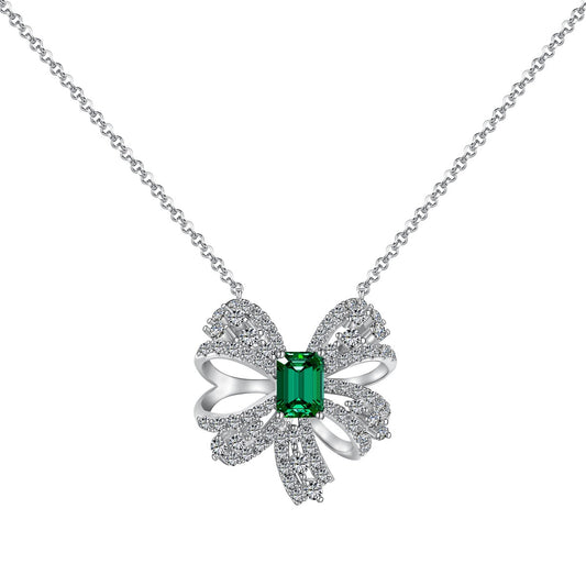 [Luxe Jewels]Luxurious Flower Shape Emerald Cut Necklace