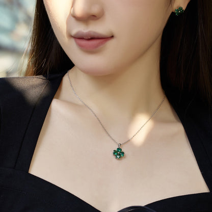 [Luxe Jewels]Heart-Shaped Four-Leaf Clover Bead Necklace