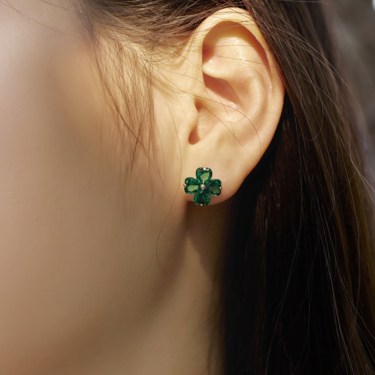 [Luxe Jewels]Four-Leaf Clover Ball Earrings