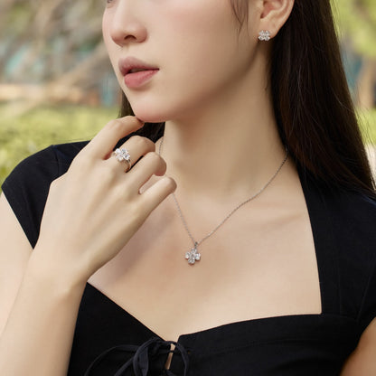 [Luxe Jewels]Heart-Shaped Four-Leaf Clover Bead Necklace