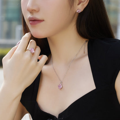 [Luxe Jewels]Heart-Shaped Four-Leaf Clover Bead Necklace