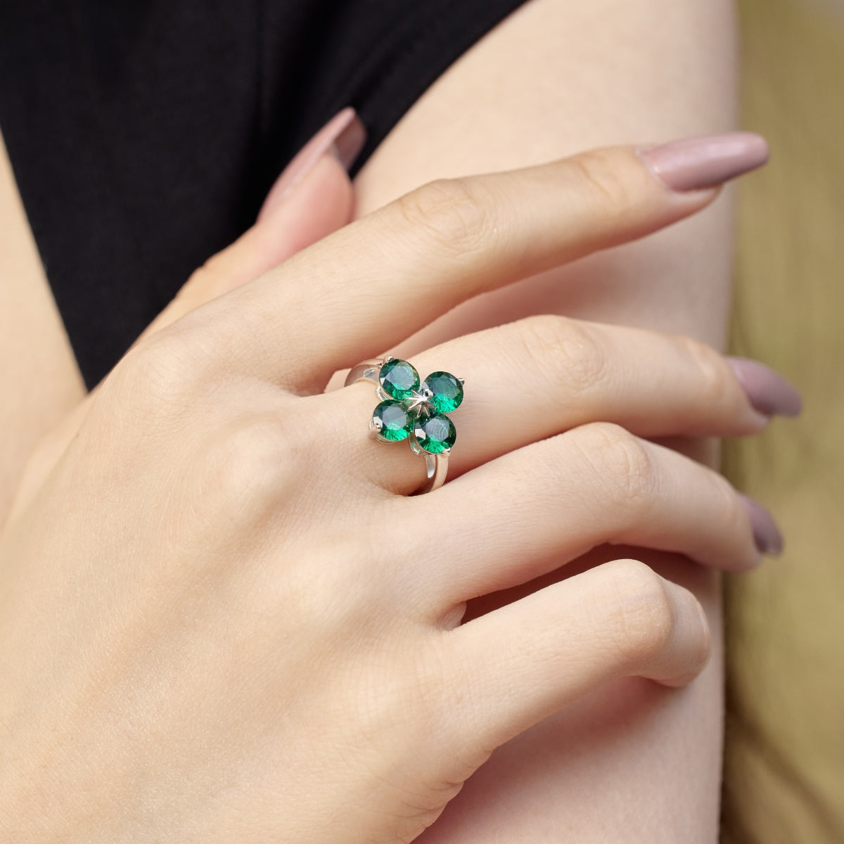 [Luxe Jewels]Four-Leaf Clover Eight-Pointed Star Ring