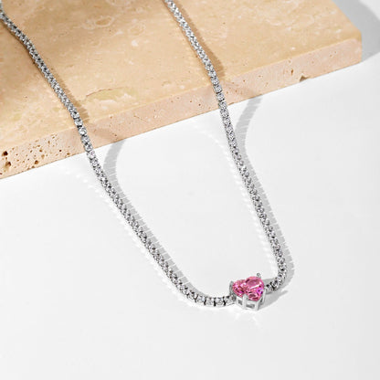 [Luxe Jewels]2.0 Carat Sparkling Tennis Heart Cut Necklace