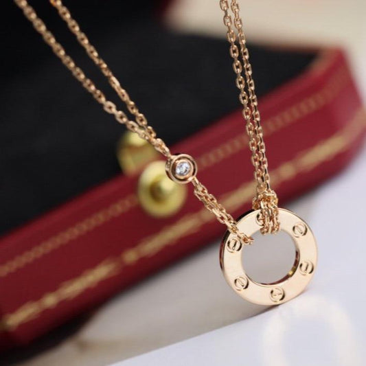 [Luxe Jewels]LOVE NECKLACE ADJUSTABLE ROSE GOLD 2 DIAMOND