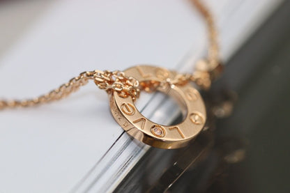 [Luxe Jewels]LOVE NECKLACE ADJUSTABLE ROSE GOLD 2 DIAMOND