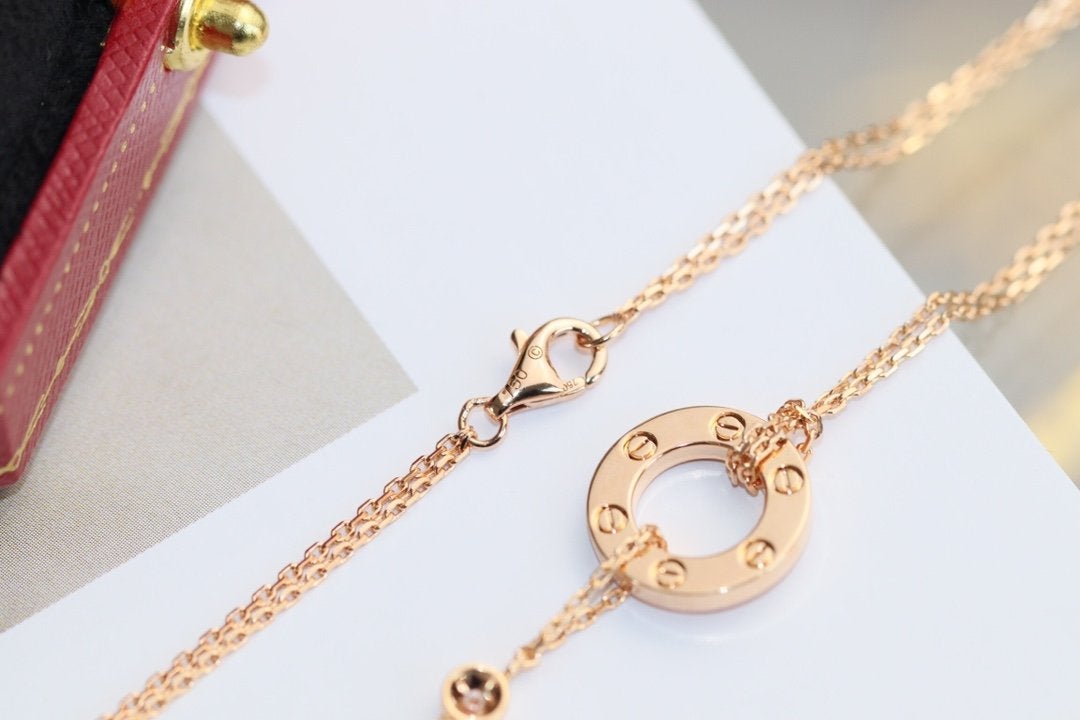 [Luxe Jewels]LOVE NECKLACE ADJUSTABLE ROSE GOLD 2 DIAMOND