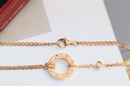 [Luxe Jewels]LOVE NECKLACE ADJUSTABLE ROSE GOLD 2 DIAMOND