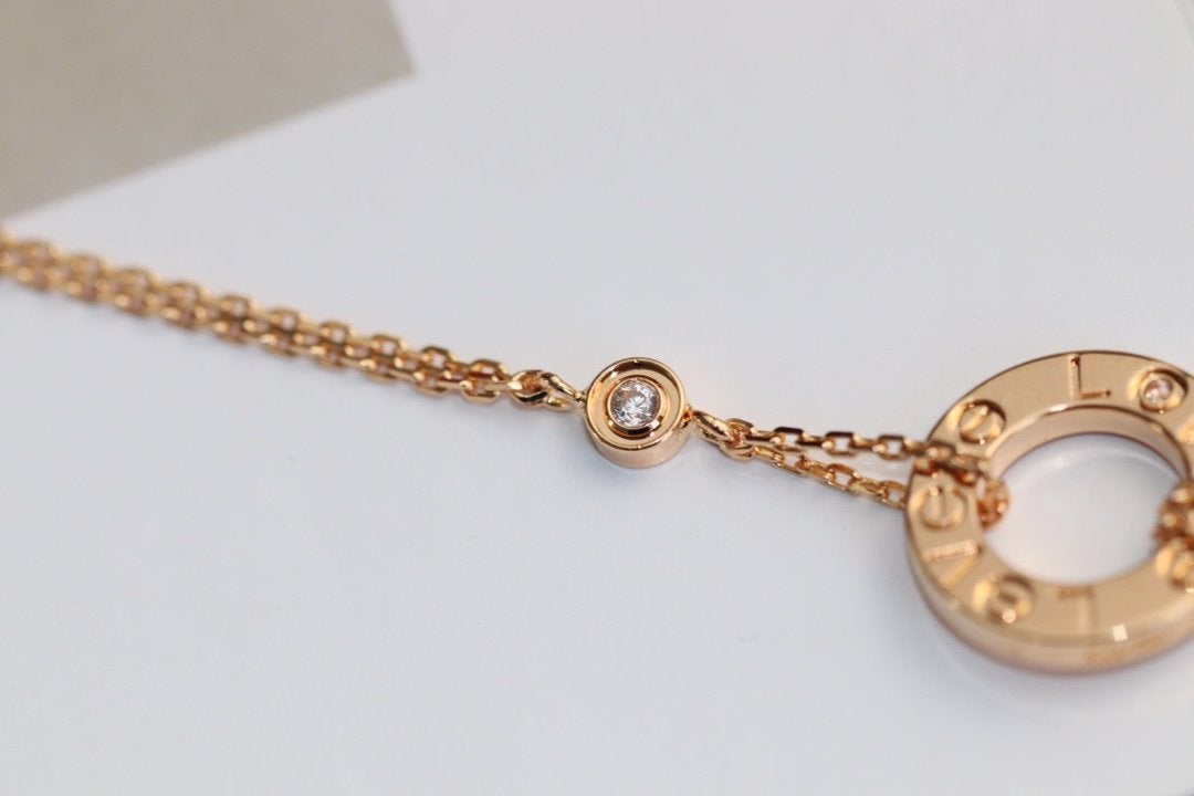 [Luxe Jewels]LOVE NECKLACE ADJUSTABLE ROSE GOLD 2 DIAMOND