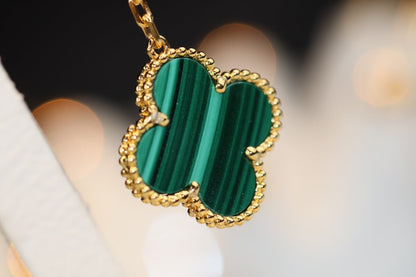 [Luxe Jewels]CLOVER EARRINGS GOLD MALACHITE DIAMOND 3 MOTIF