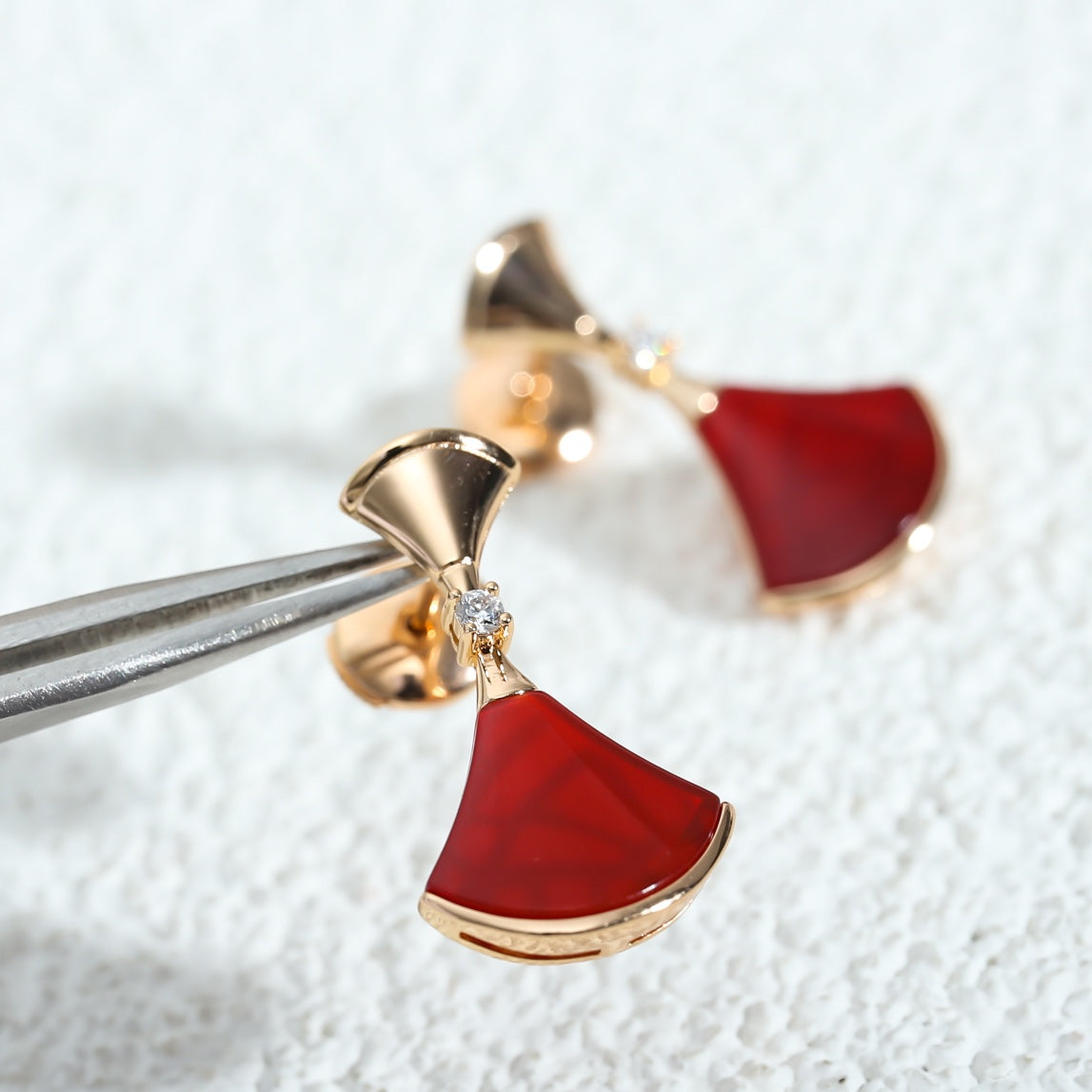 [Luxe Jewels]DREAM Carnelian PINK GOLD EARRINGS