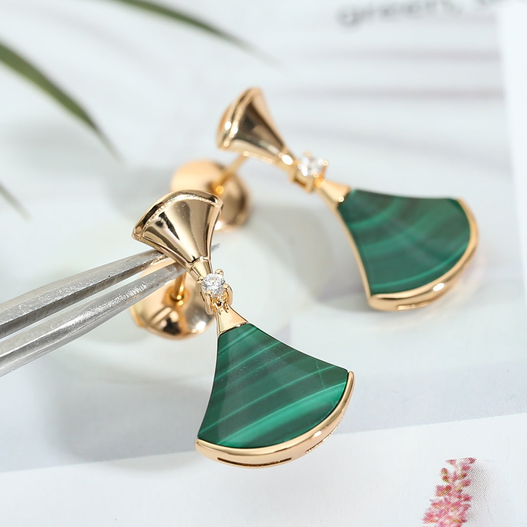 [Luxe Jewels]DREAM MALACHITE PINK GOLD EARRINGS