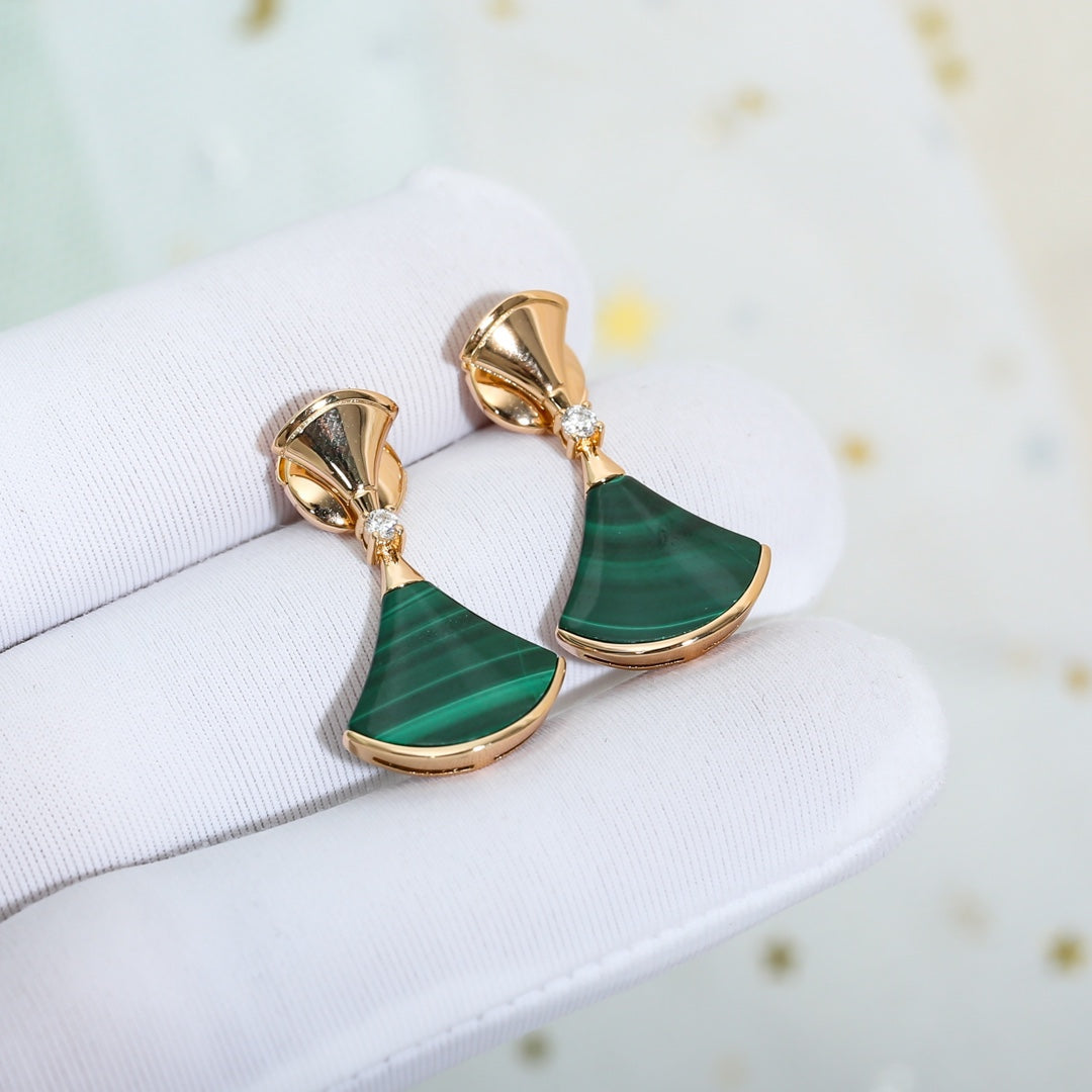 [Luxe Jewels]DREAM MALACHITE PINK GOLD EARRINGS