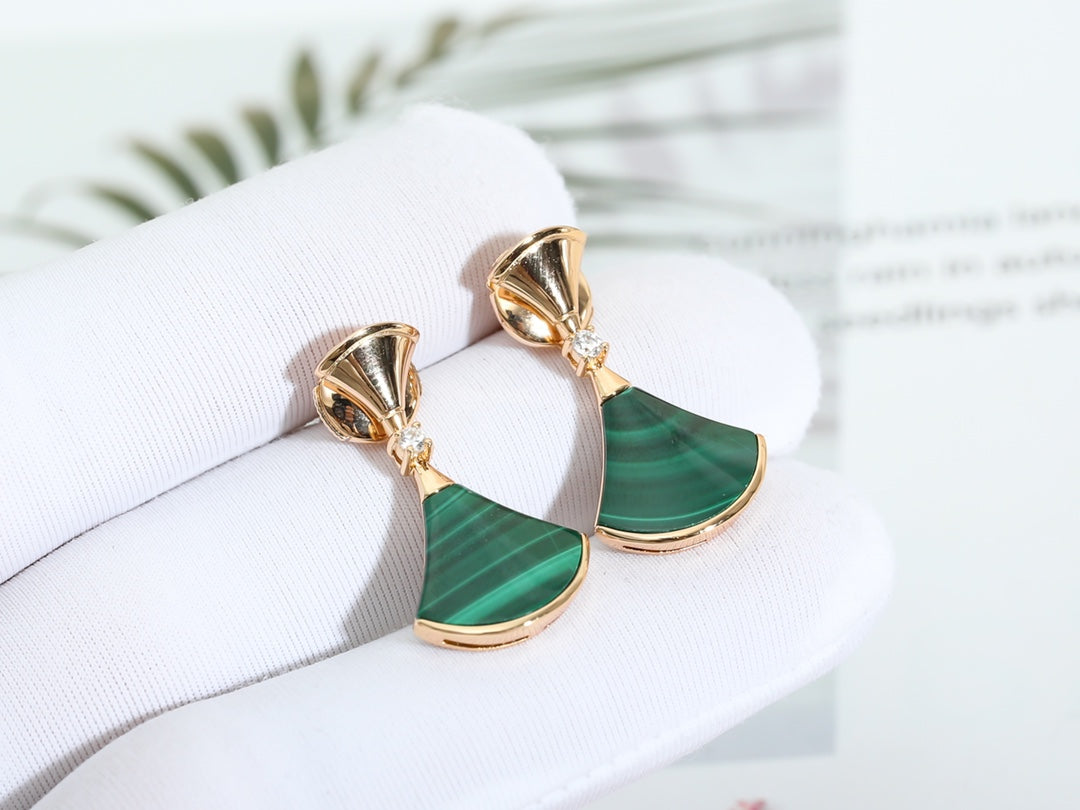 [Luxe Jewels]DREAM MALACHITE PINK GOLD EARRINGS