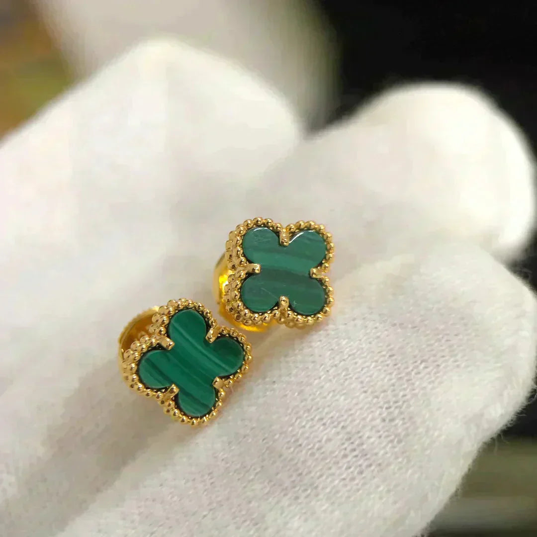 [Luxe Jewels]CLOVER MINI 9.5MM MALACHITE  EARRINGS