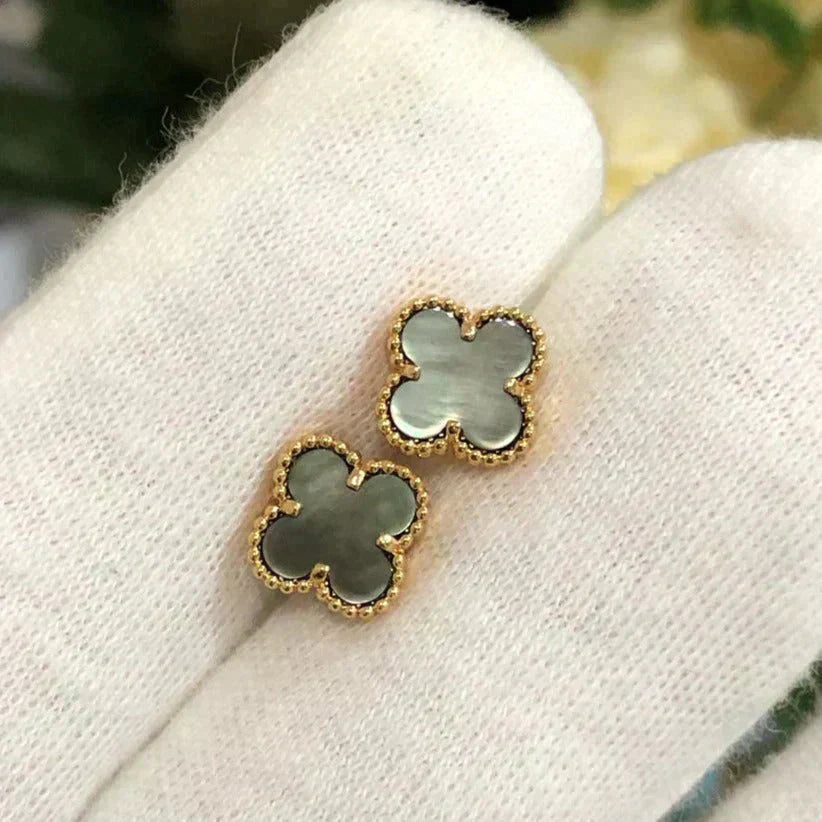 [Luxe Jewels]CLOVER MINI 9.5MM GRAY MOP EARRINGS