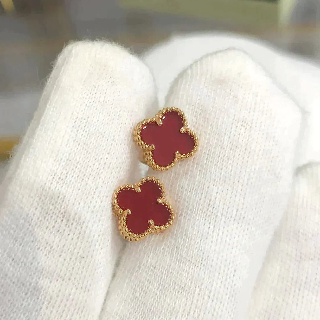 [Luxe Jewels]CLOVER MINI 9.5MM CARNELIAN EARRINGS