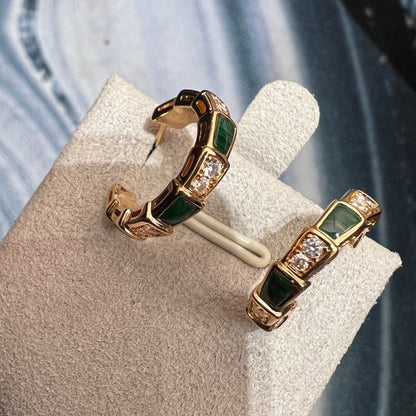 [Luxe Jewels]SERPENTI MALACHITE PINK GOLD EARRINGS