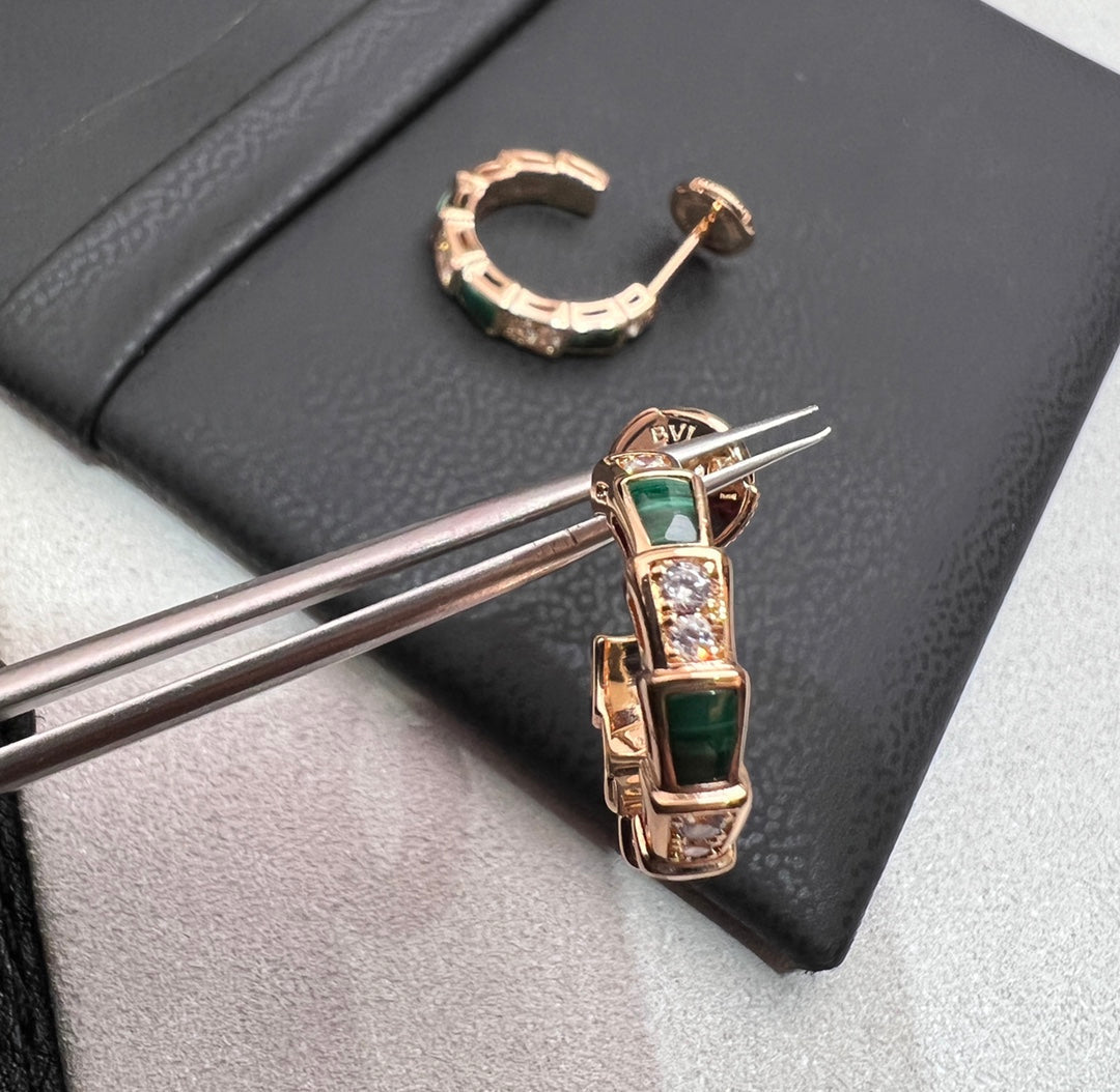 [Luxe Jewels]SERPENTI MALACHITE PINK GOLD EARRINGS