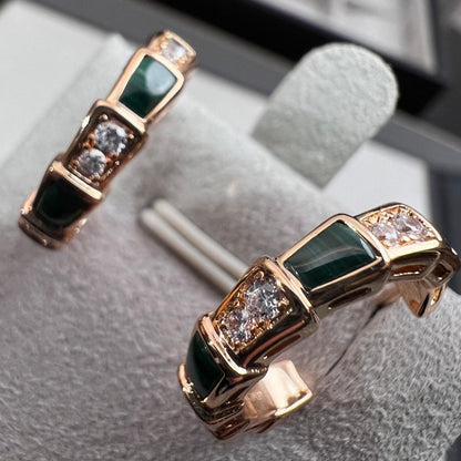 [Luxe Jewels]SERPENTI MALACHITE PINK GOLD EARRINGS