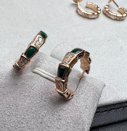 [Luxe Jewels]SERPENTI MALACHITE PINK GOLD EARRINGS