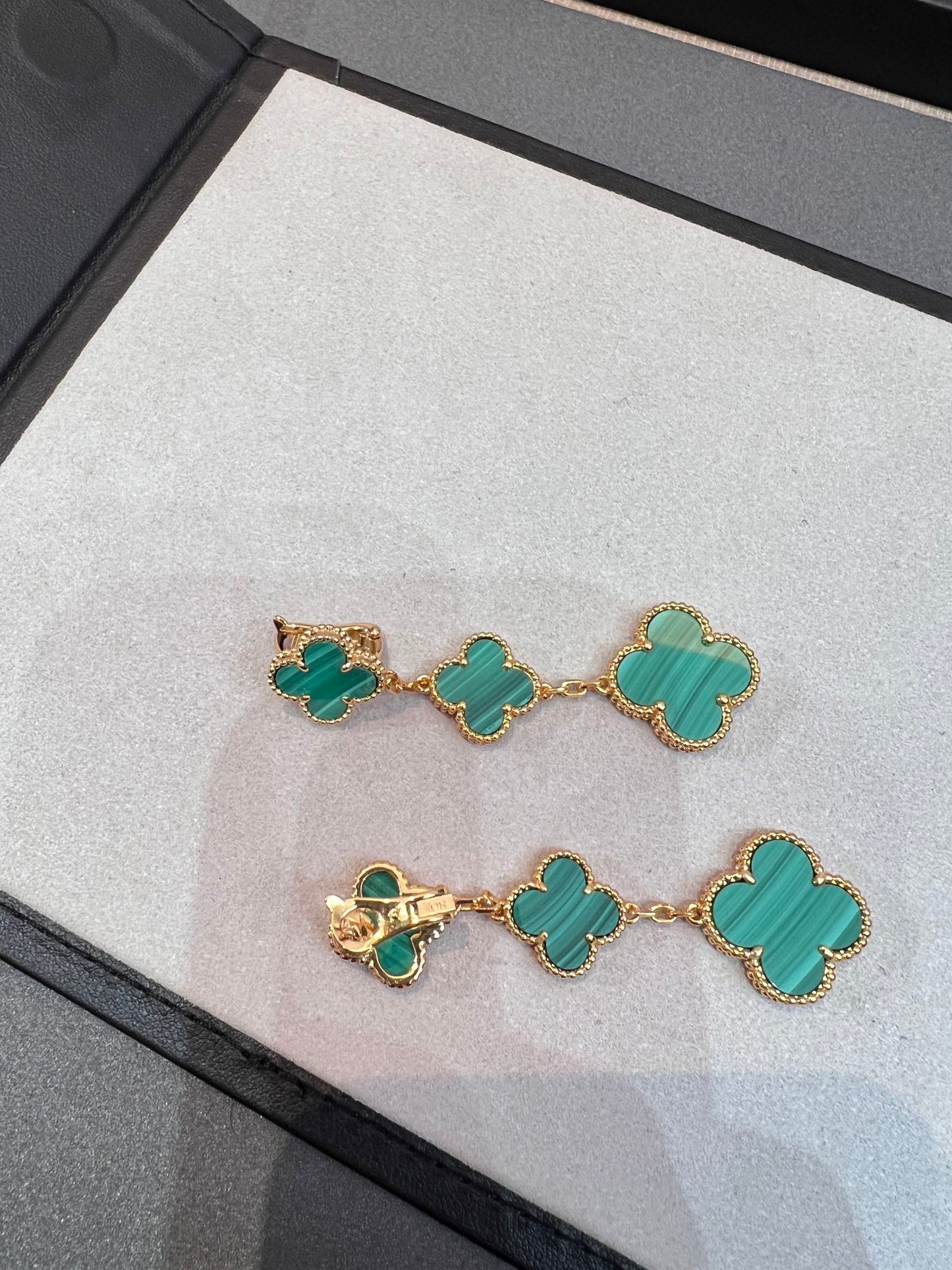 [Luxe Jewels]CLOVER MALACHITE 3 MOTIFS GOLD