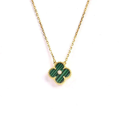 [Luxe Jewels]CLOVER 15MM DIAMOND TURQUOISE NECKLACE