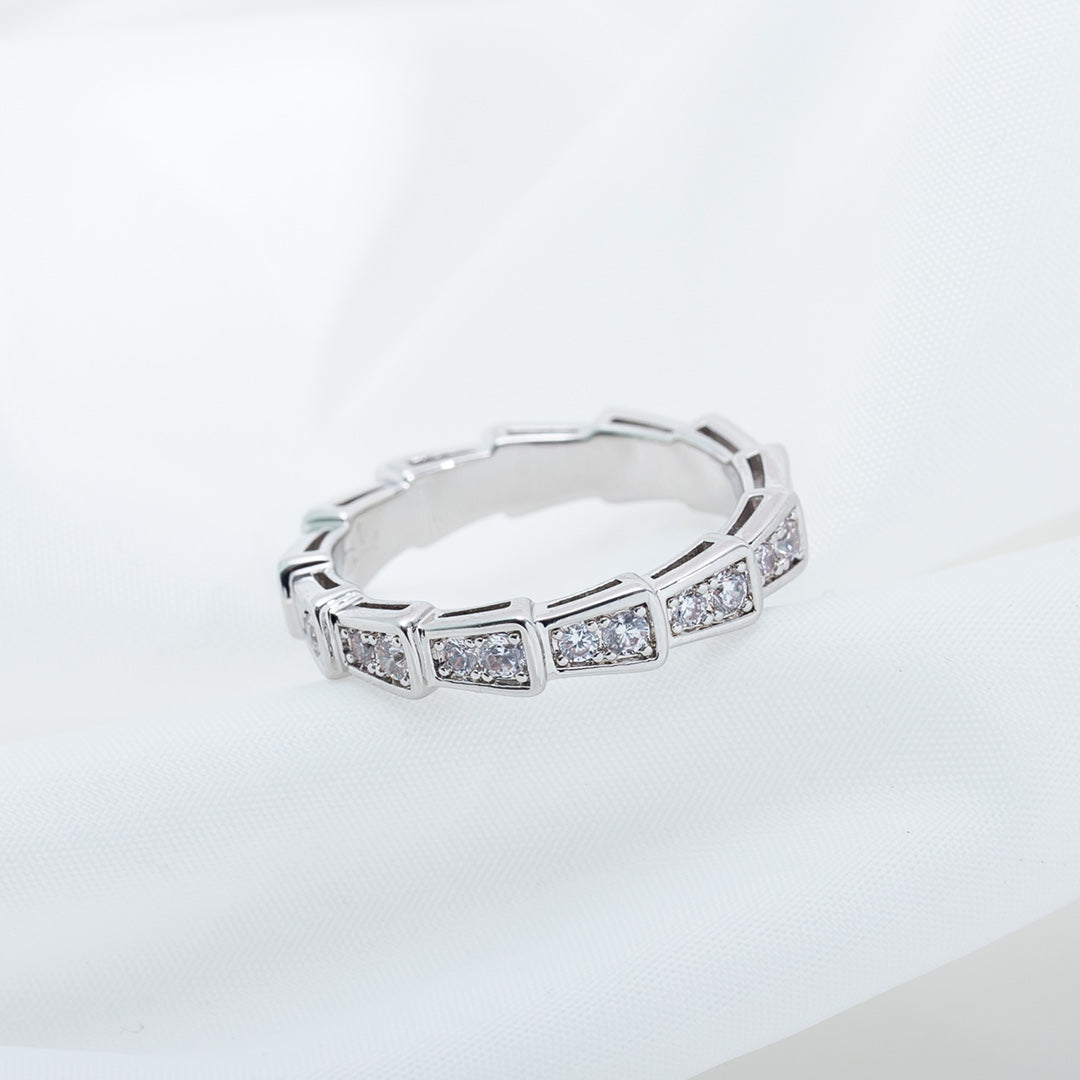 [Luxe Jewels]SERPENTI RING SILVER DIAMOND PAVED 3MM