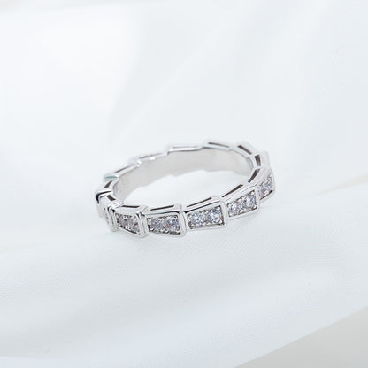 [Luxe Jewels]SERPENTI RING SILVER DIAMOND PAVED 3MM