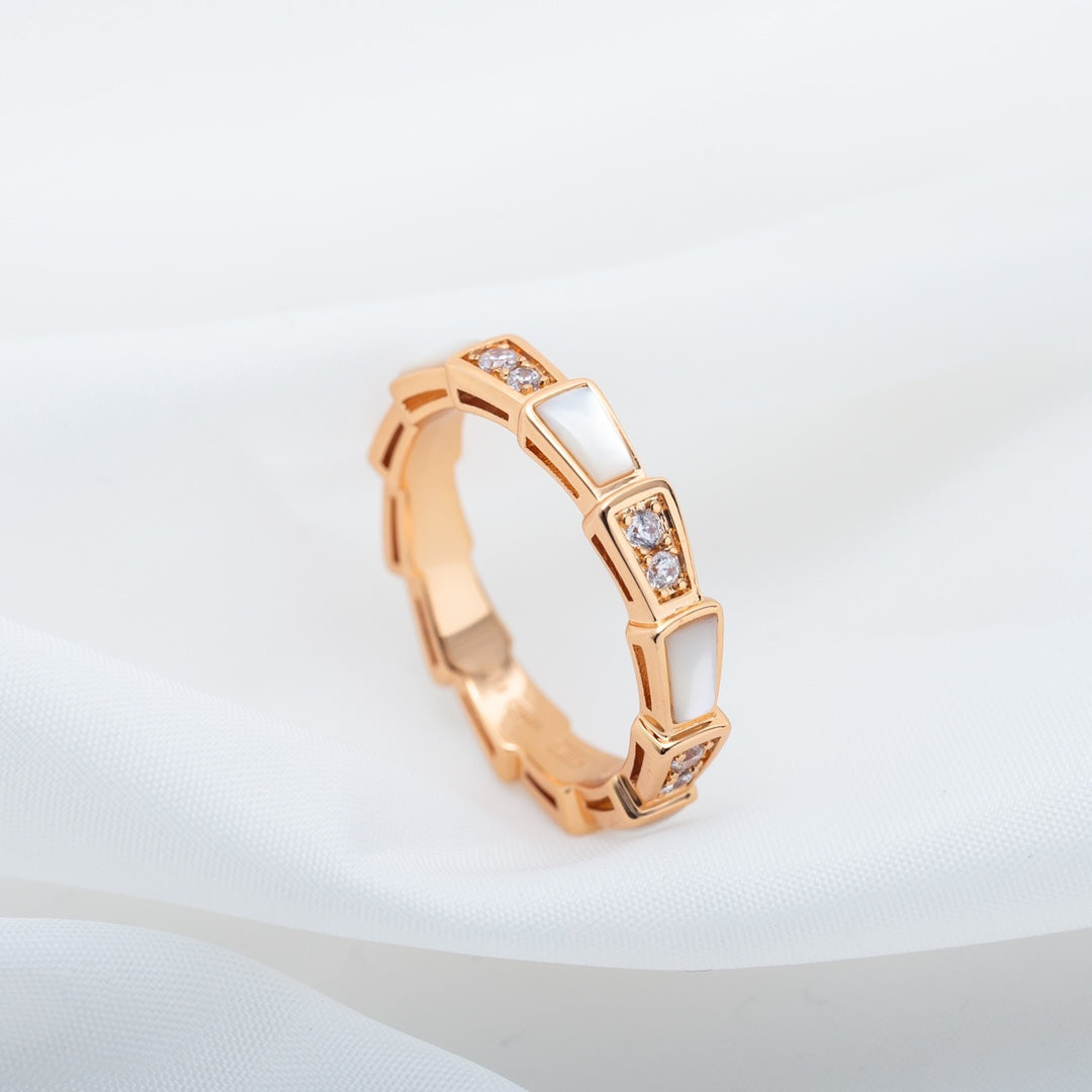 [MERA]SERPENTI RING ROSGOLD DIAMANT MOP 3MM