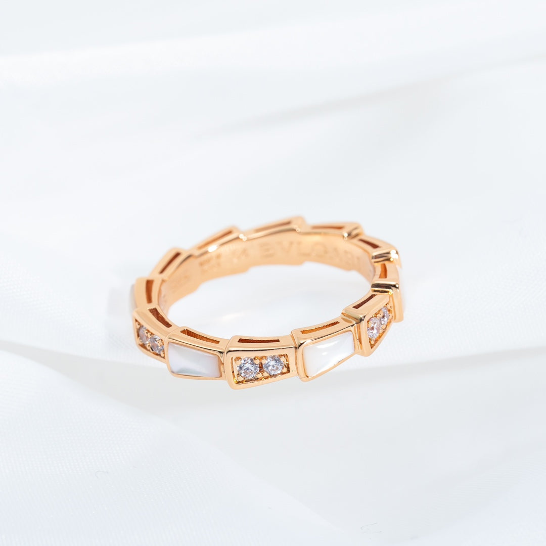 [MERA]SERPENTI RING ROSGOLD DIAMANT MOP 3MM