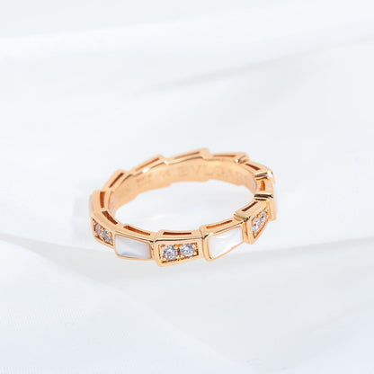 [MERA]SERPENTI RING ROSGOLD DIAMANT MOP 3MM