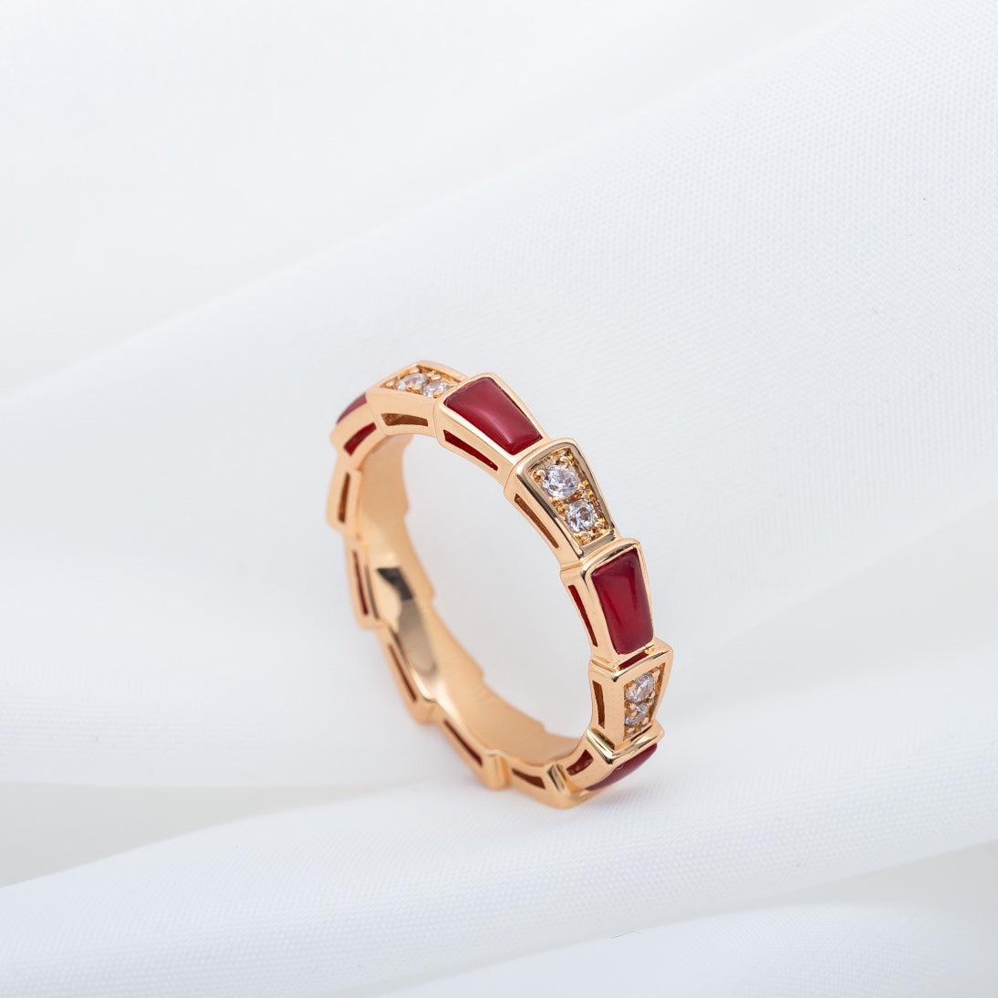 [Luxe Jewels]SERPENTI RING PINK GOLD CARNELIAN DIAMOND 3MM