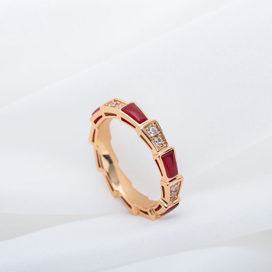 [MERA]SERPENTI RING ROTGOLD KARNEOL DIAMANT 3MM