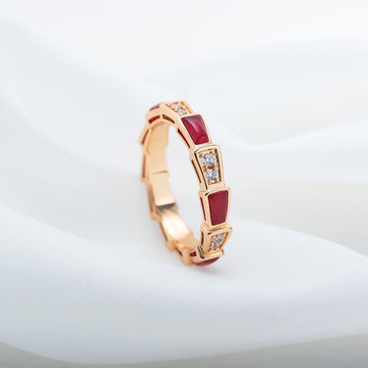 [MERA]SERPENTI RING ROTGOLD KARNEOL DIAMANT 3MM