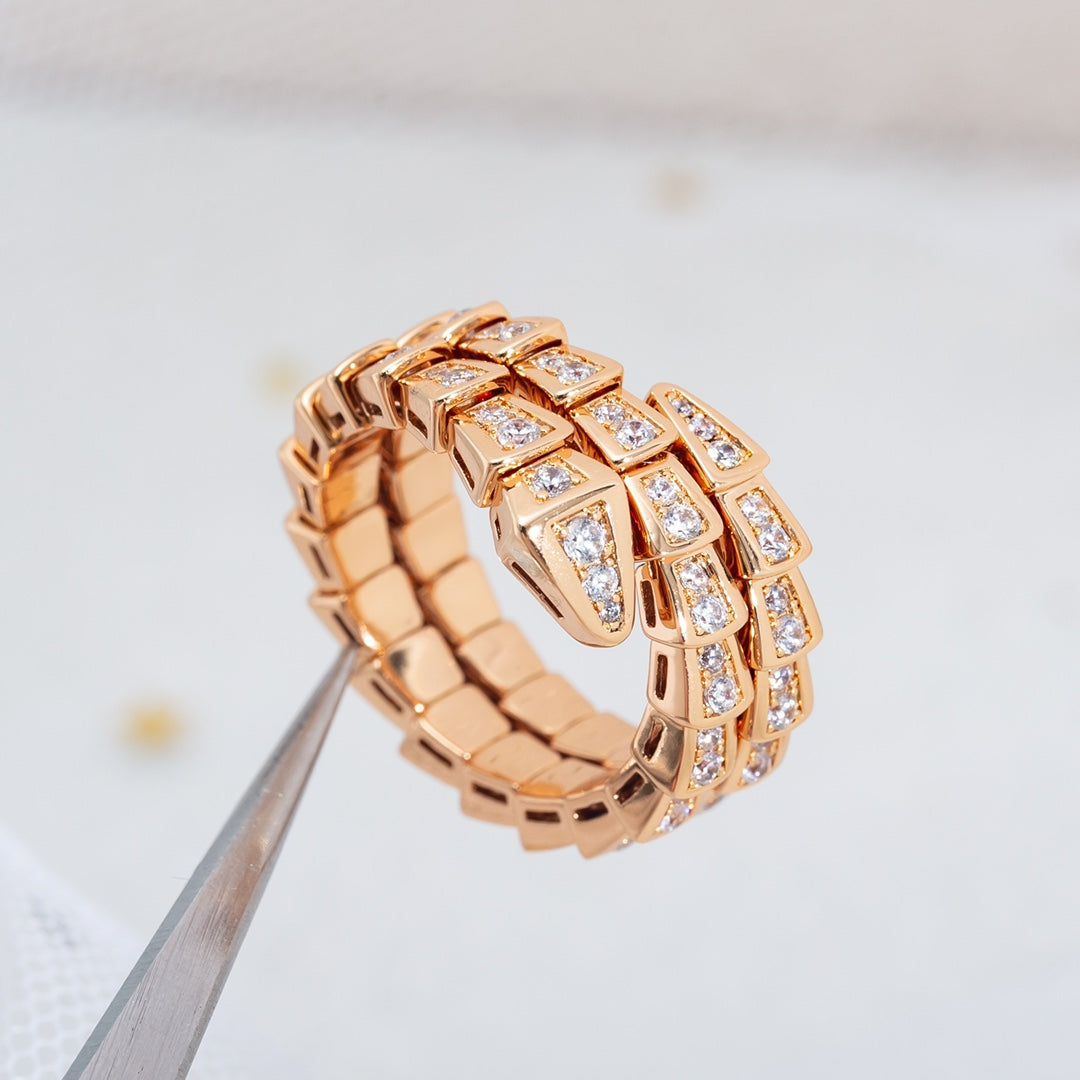 [MERA]SERPENTI RING ROSGOLD DIAMANT DOPPELREIHIG