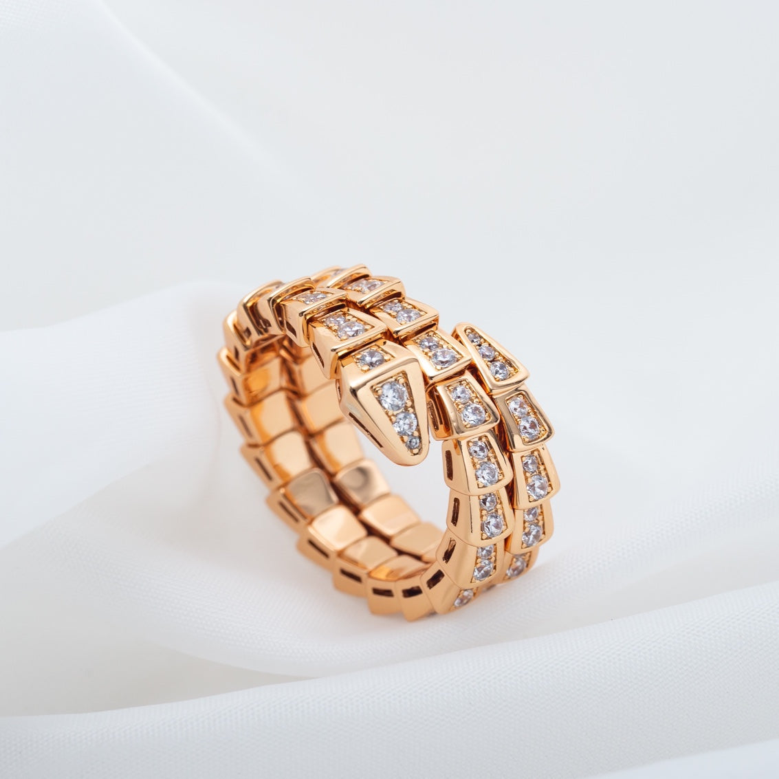 [MERA]SERPENTI RING ROSGOLD DIAMANT DOPPELREIHIG