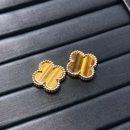 [Luxe Jewels]CLOVER MEDIUM 1 MOTIFS TIGER EYE EARRINGS