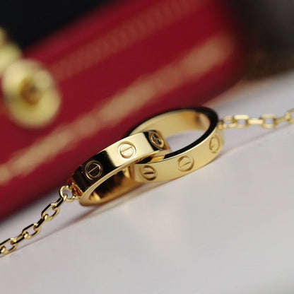 [Luxe Jewels]LOVE NECKLACE DOUBLE RING GOLD