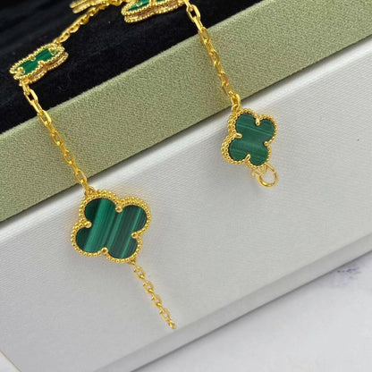 [Luxe Jewels]MAGIC CLOVER MALACHITE GOLD BRACELET 5 MOTIFS