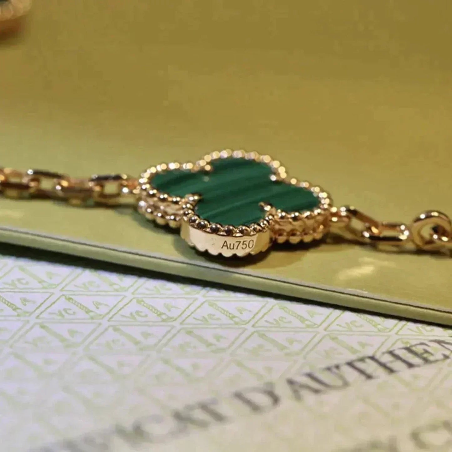 [Luxe Jewels]CLOVER 5 MOTIFS MALACHITE BRACELET